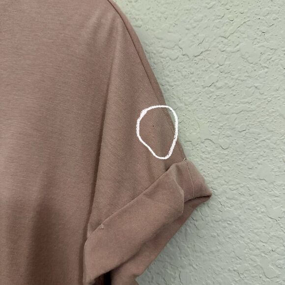 CUYANA Layered Shift Dress Dusty Rose Short Sleeve Knit Cotton Stretch - Picture 4 of 11